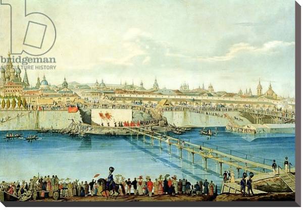 Постер Laying of the Moskvoretsky Bridge in Moscow, 1830 с типом исполнения На холсте без рамы