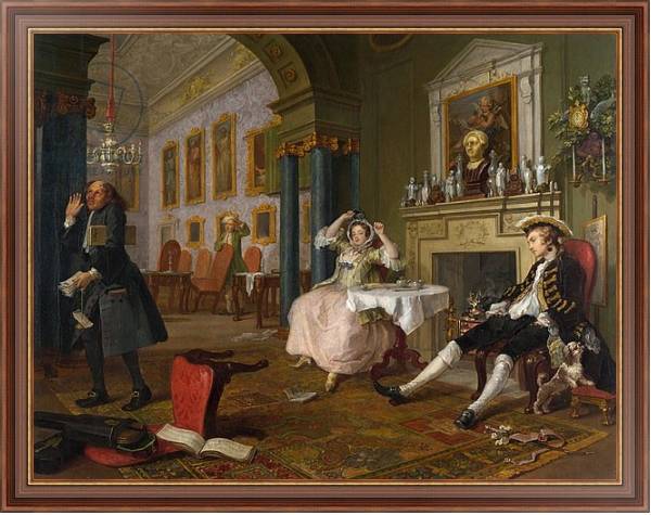 Постер Marriage a la Mode: II - The Tete a Tete, c.1743 с типом исполнения На холсте в раме в багетной раме 35-M719P-83