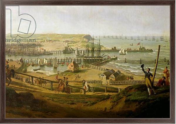 Постер Napoleon Visiting the Camp at Boulogne in July 1804, detail of the port, 1806 с типом исполнения На холсте в раме в багетной раме 221-02