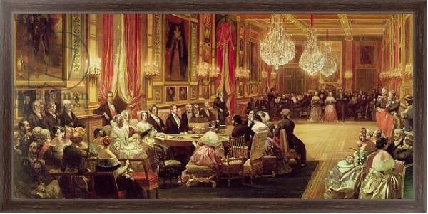 Постер Concert in the Galerie des Guise at Chateau d'Eu, 4th September 1843, 1844 с типом исполнения На холсте в раме в багетной раме 221-02