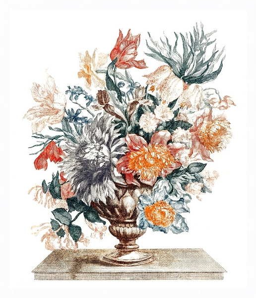 Постер Каменная ваза с цветами (1688-1698) с типом исполнения На холсте в раме в багетной раме 221-03