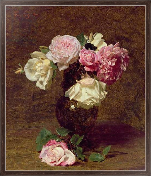 Постер Pink and White Roses с типом исполнения На холсте в раме в багетной раме 221-02