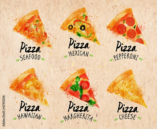 Постер Пицца разных видов с типом исполнения На холсте без рамы
