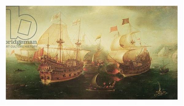 Постер Naval Battle, 1605 с типом исполнения На холсте в раме в багетной раме 221-03