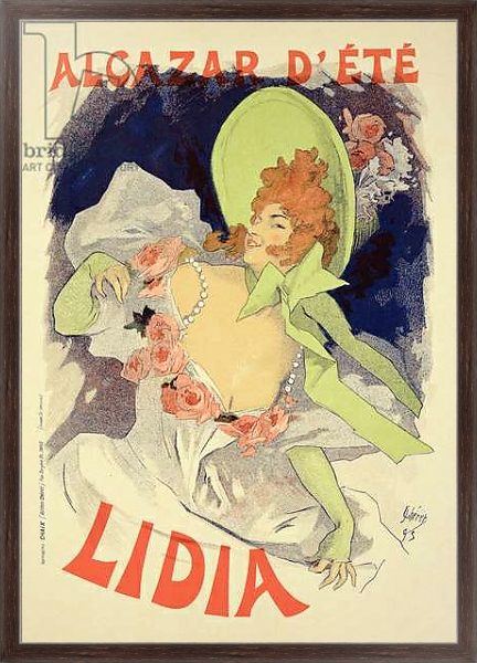 Постер Reproduction of a poster advertising 'Lidia', at the Alcazar d'Ete, 1895 с типом исполнения На холсте в раме в багетной раме 221-02