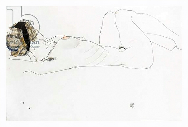 Постер Reclining female nude, 1912 с типом исполнения На холсте в раме в багетной раме 221-03