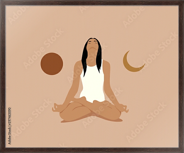 Постер Асана лотоса с солнцем и луной с типом исполнения На холсте в раме в багетной раме 221-02