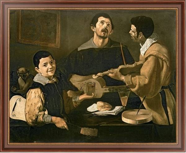 Постер Three Musicians, 1618 с типом исполнения На холсте в раме в багетной раме 35-M719P-83