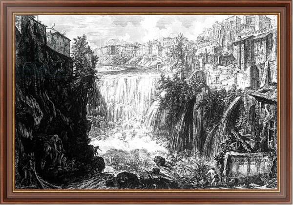 Постер View of the Waterfall at Tivoli, from the 'Views of Rome' series, c.1760 с типом исполнения На холсте в раме в багетной раме 35-M719P-83