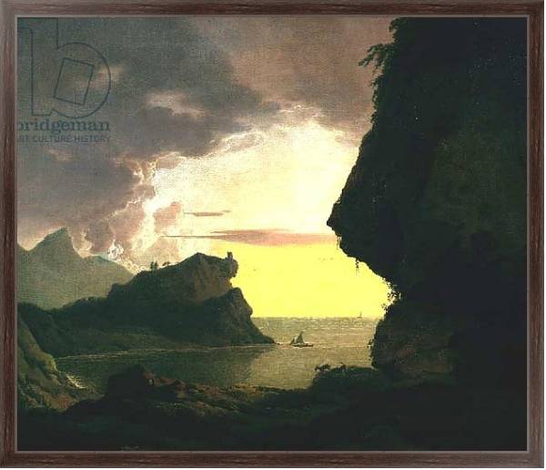 Постер Sunset on the Coast near Naples, c.1785-90 с типом исполнения На холсте в раме в багетной раме 221-02