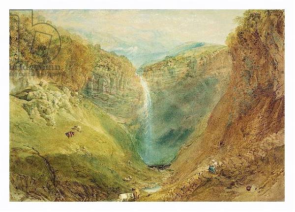 Постер Hardraw Fall, Yorkshire, c.1820 с типом исполнения На холсте в раме в багетной раме 221-03
