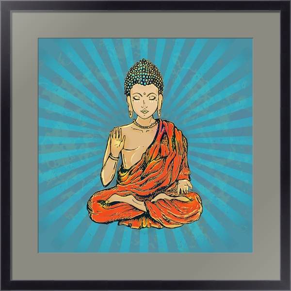 Постер Будда в стиле поп-арт с типом исполнения Под стеклом в багетной раме 221-01