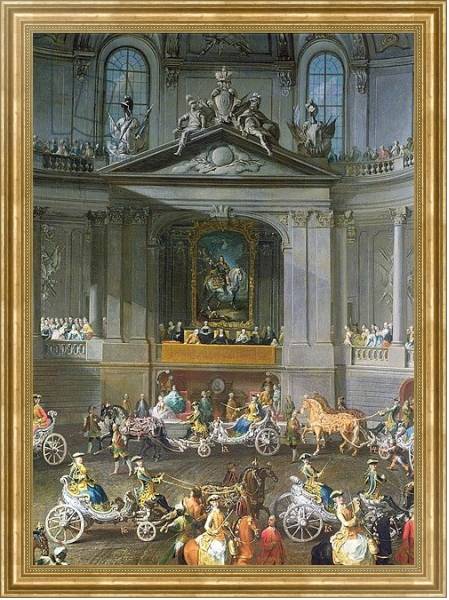 Постер A Cavalcade in the Winter Riding School of the Vienna Hof, 1743 2 с типом исполнения На холсте в раме в багетной раме NA033.1.051