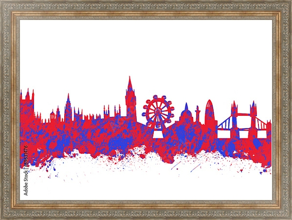 Постер Акварельный художественный оттиск лондонского горизонта с типом исполнения На холсте в раме в багетной раме 484.M48.310