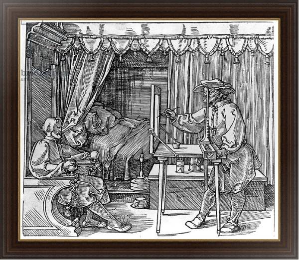 Постер A draughtsman taking details for a portrait, 1525 с типом исполнения На холсте в раме в багетной раме 1.023.151