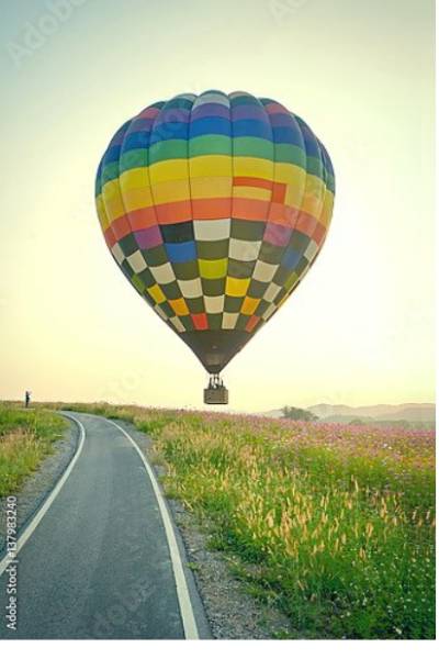Постер Воздушный шар у дороги с типом исполнения На холсте без рамы