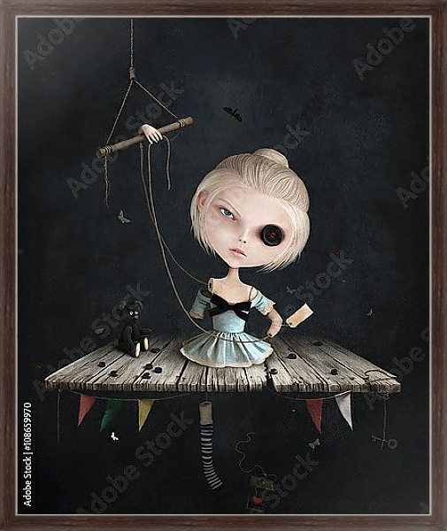 Постер Сломанная кукла с типом исполнения На холсте в раме в багетной раме 221-02