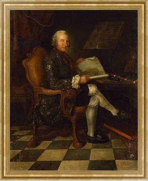Постер Isaac Egmont von Chasot at his Desk, 1750 с типом исполнения На холсте в раме в багетной раме NA033.1.051