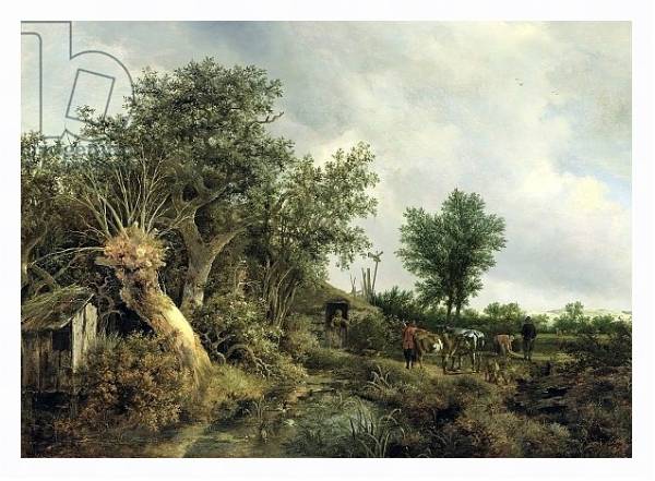 Постер Landscape with a Hut, 1646 с типом исполнения На холсте в раме в багетной раме 221-03