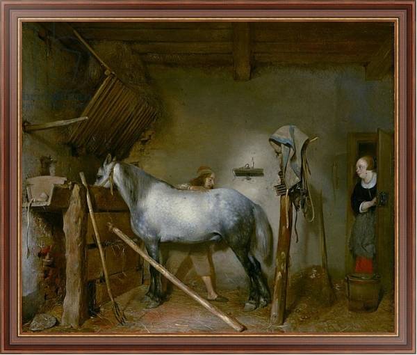 Постер Horse in a Stable, c.1652-54 с типом исполнения На холсте в раме в багетной раме 35-M719P-83