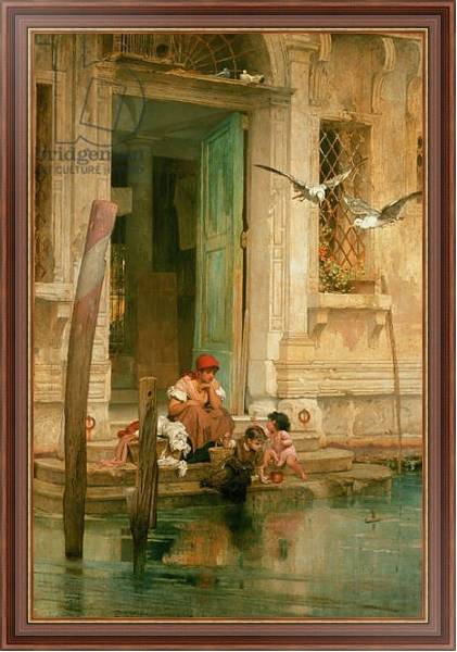Постер By the Canal, Venice с типом исполнения На холсте в раме в багетной раме 35-M719P-83
