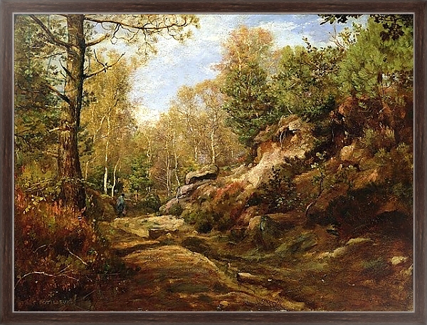 Постер Pines and Birch Trees or, The Forest of Fontainebleau, c.1855-57 с типом исполнения На холсте в раме в багетной раме 221-02.QA