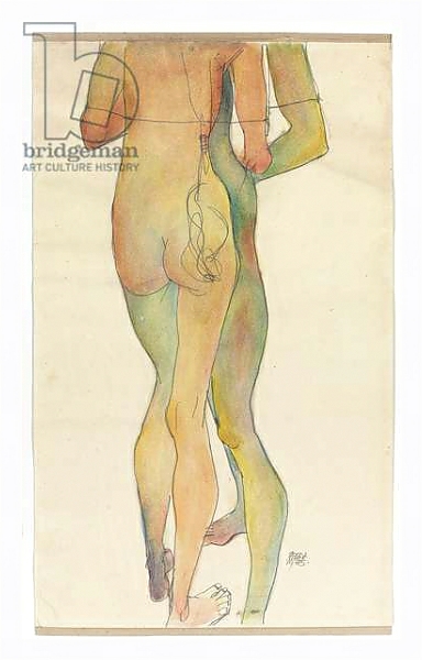 Постер Zwei Stehende Akte, 1913 с типом исполнения На холсте в раме в багетной раме 221-03