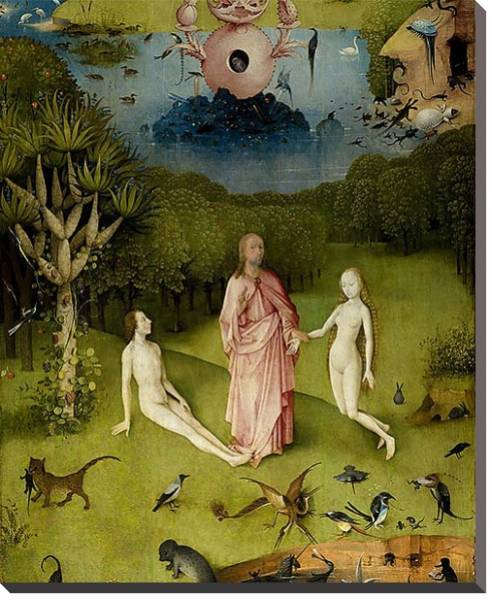 Постер The Garden of Earthly Delights: The Garden of Eden, left wing of triptych, c.1500 2 с типом исполнения На холсте без рамы