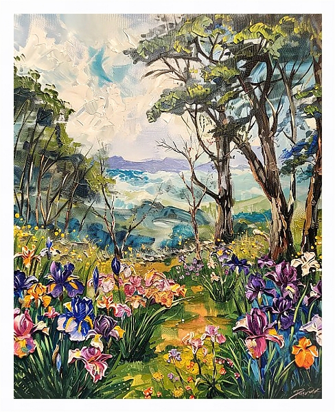 Постер Irises in cloudy weather с типом исполнения На холсте в раме в багетной раме 221-03