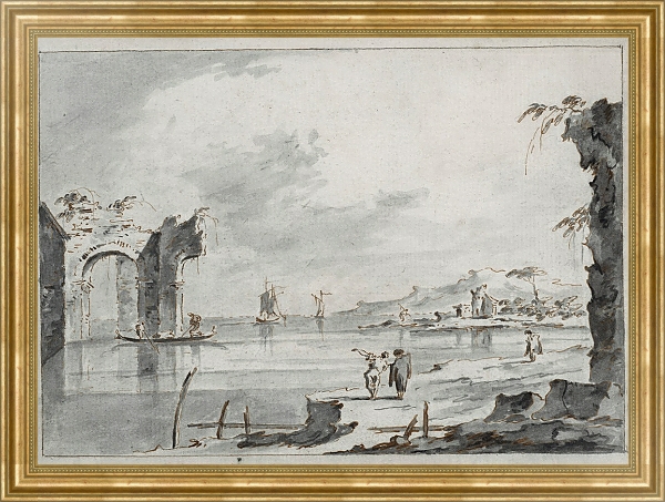 Постер The Venetian lagoon with ruins and figures с типом исполнения На холсте в раме в багетной раме NA033.1.051
