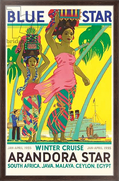 Постер Poster advertising the cruise ship 'Arandora Star', by the shipping company Blue Star Line, 1935 с типом исполнения На холсте в раме в багетной раме 221-02