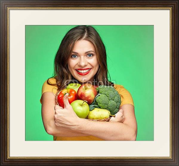 Постер Любовь к фруктам с типом исполнения Под стеклом в багетной раме 1.023.036