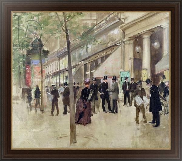 Постер The Boulevard Montmartre and the Theatre des Varietes, c.1886 с типом исполнения На холсте в раме в багетной раме 1.023.151