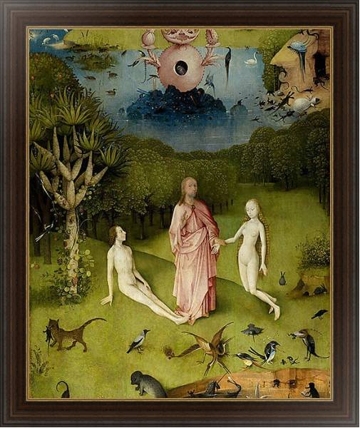 Постер The Garden of Earthly Delights: The Garden of Eden, left wing of triptych, c.1500 2 с типом исполнения На холсте в раме в багетной раме 1.023.151