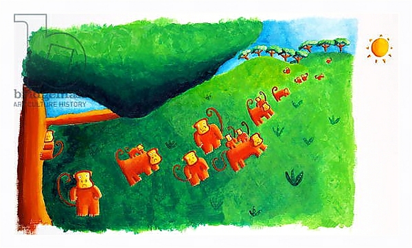 Постер Monkeys leaving tree, 2002 с типом исполнения На холсте в раме в багетной раме 221-03