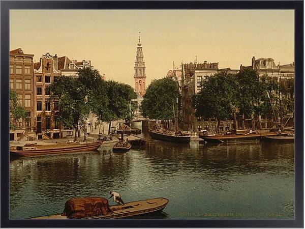 Постер Нидерланды. Амстердам, канал Groenburgwal с типом исполнения На холсте в раме в багетной раме 221-01