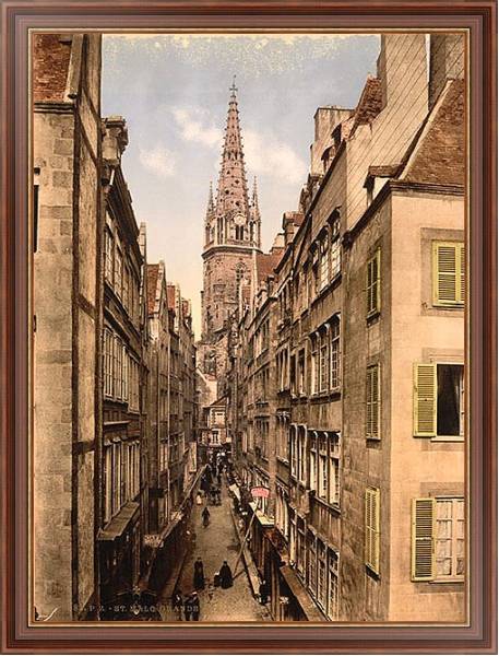 Постер Франция. Сен-Мало, главная улица с типом исполнения На холсте в раме в багетной раме 35-M719P-83