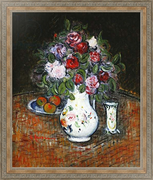 Постер Vase of Flowers and Bowl of Fruit; Vase de Fleurs et Bol de Fruits, с типом исполнения На холсте в раме в багетной раме 484.M48.310