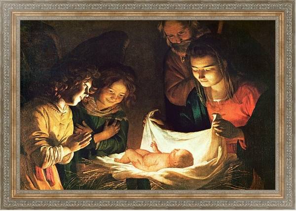 Постер Adoration of the baby, c.1620 с типом исполнения На холсте в раме в багетной раме 484.M48.310