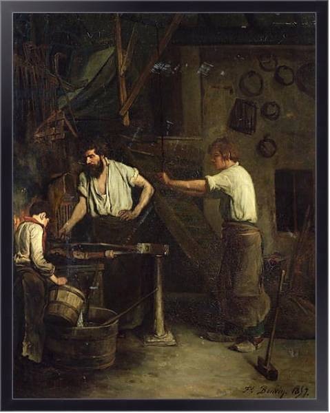 Постер The Blacksmiths, Memory of Treport, 1857 с типом исполнения На холсте в раме в багетной раме 221-01
