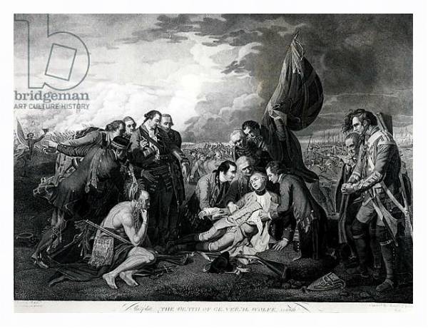 Постер The Death of General Wolfe 1759, engraved by Augustin Legrand с типом исполнения На холсте в раме в багетной раме 221-03