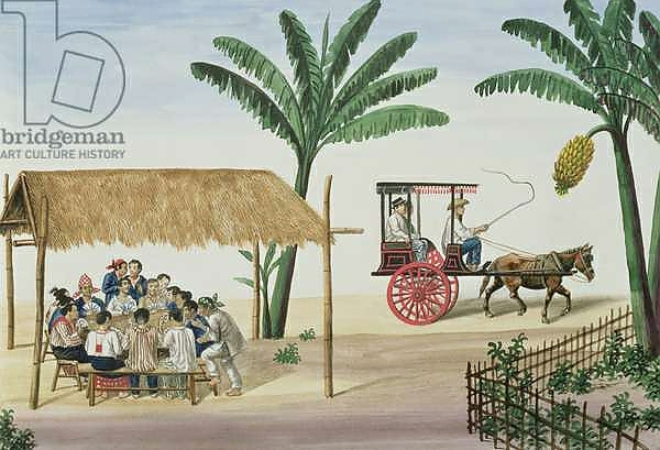 Постер A Game of Panguingui, from 'The Flebus Album of Views In and Around Manila', c.1845 с типом исполнения На холсте без рамы