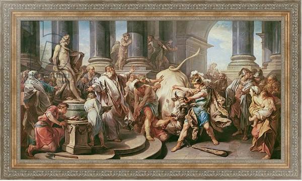 Постер Theseus conquering the bull at Marathon, 1732-34 с типом исполнения На холсте в раме в багетной раме 484.M48.310