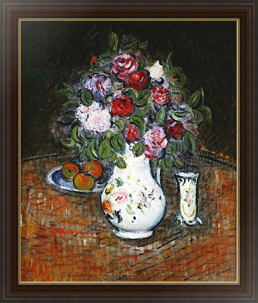 Постер Vase of Flowers and Bowl of Fruit; Vase de Fleurs et Bol de Fruits, с типом исполнения На холсте в раме в багетной раме 1.023.151