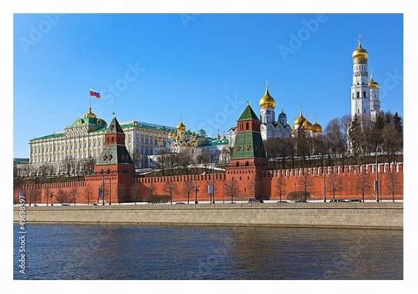 Постер Россия, Москва. Вид на Кремль №3 с типом исполнения На холсте в раме в багетной раме 221-03