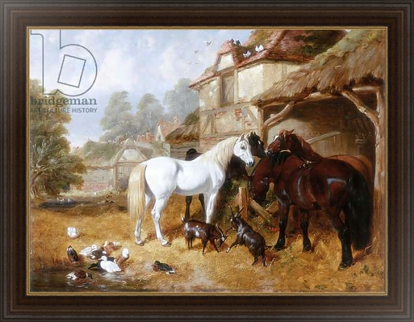 Постер Horses in a Farmyard с типом исполнения На холсте в раме в багетной раме 1.023.151