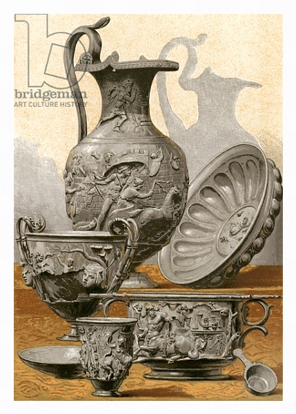 Постер Silver Vases found at Bernay с типом исполнения На холсте в раме в багетной раме 221-03