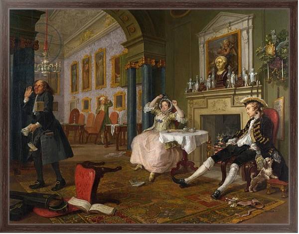 Постер Marriage a la Mode: II - The Tete a Tete, c.1743 с типом исполнения На холсте в раме в багетной раме 221-02
