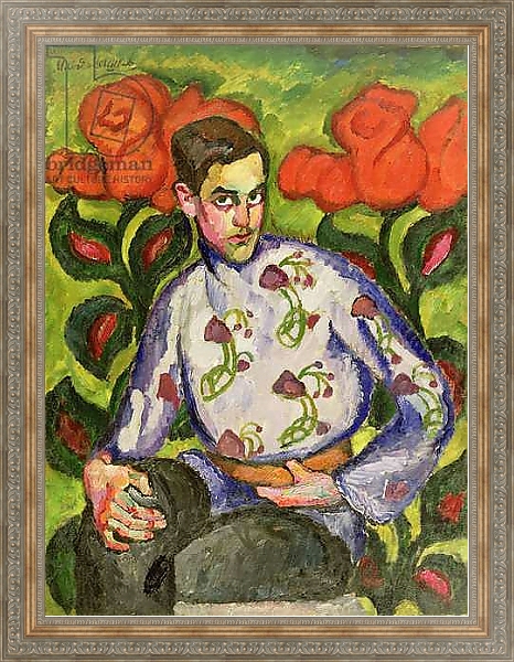 Постер Portrait of a Boy in a Coloured Shirt, 1909 с типом исполнения На холсте в раме в багетной раме 484.M48.310