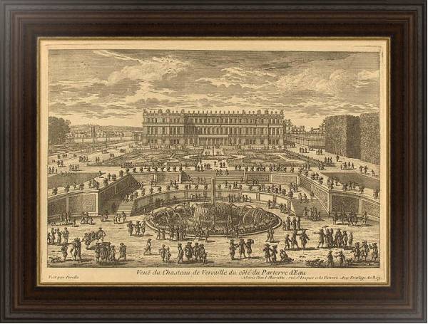Постер Вид на Версальский дворец со стороны парка с типом исполнения На холсте в раме в багетной раме 1.023.151